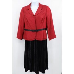 NWT Adrianna Papell Jacket Double Hem‎ Snap Closure Red Viscose Blend Size 16